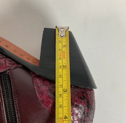 Western Snakeskin Stiletto Boots | Burgundy Python | Men’s 7.5 | Women’s 9