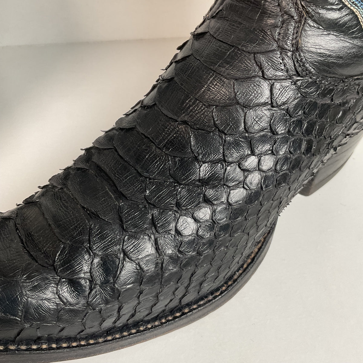 Vintage Tony Lama Boa Snakeskin Cowboy Boots | Gold Label | Men’s 9 D