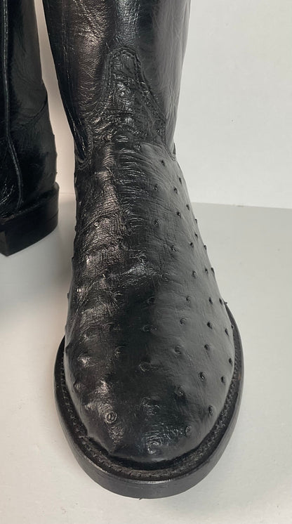 Justin Full Ostrich Quill Roper Boots | Exotic | USA Made | Men’s 8.5 D