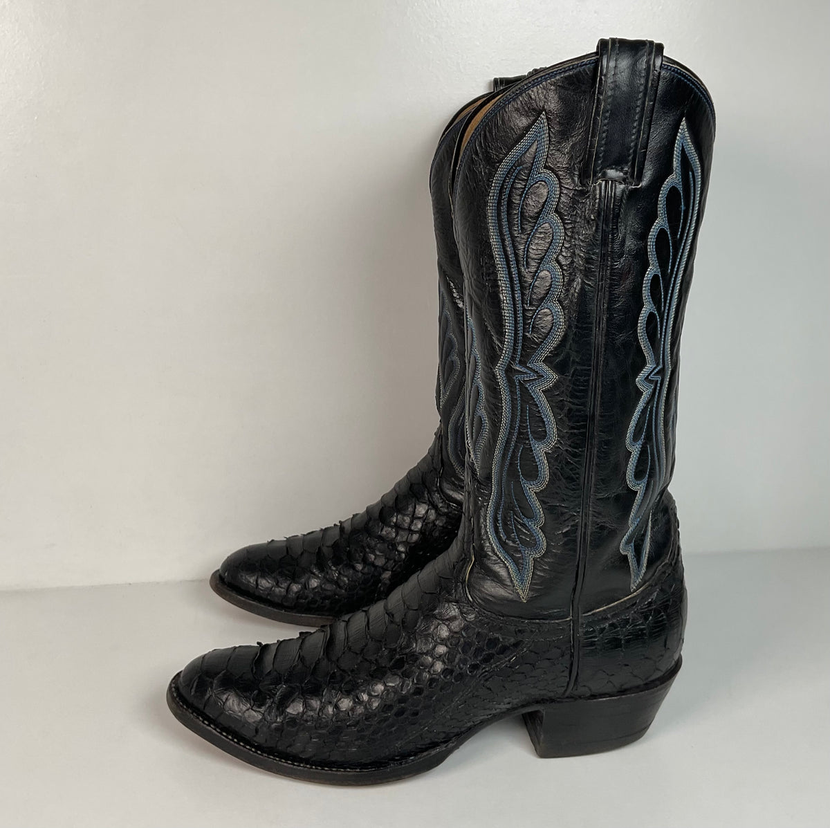 Vintage Tony Lama Boa Snakeskin Cowboy Boots | Gold Label | Men’s 9 D