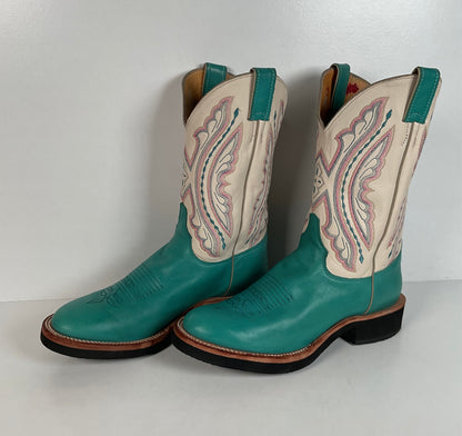Justin Tekno Crepe Cowgirl Boots | USA Made | Turquoise | Women’s 10 B