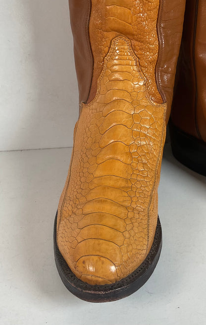 Vintage Tony Lama Ostrich Leg Cowboy Boots | Gold Label | Men’s 7 D | Women’s 8