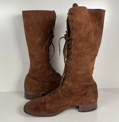 Vintage Tall Suede Lace Up Boots | USA Made | 1960s | Men’s 12 D