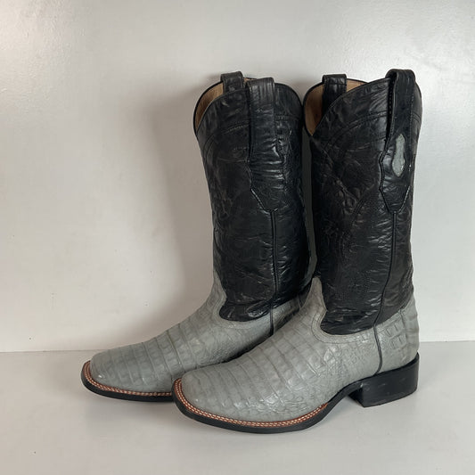 Los Altos Grey Caiman Crocodile Cowboy Boots 9 EE Exotic Belly Cut