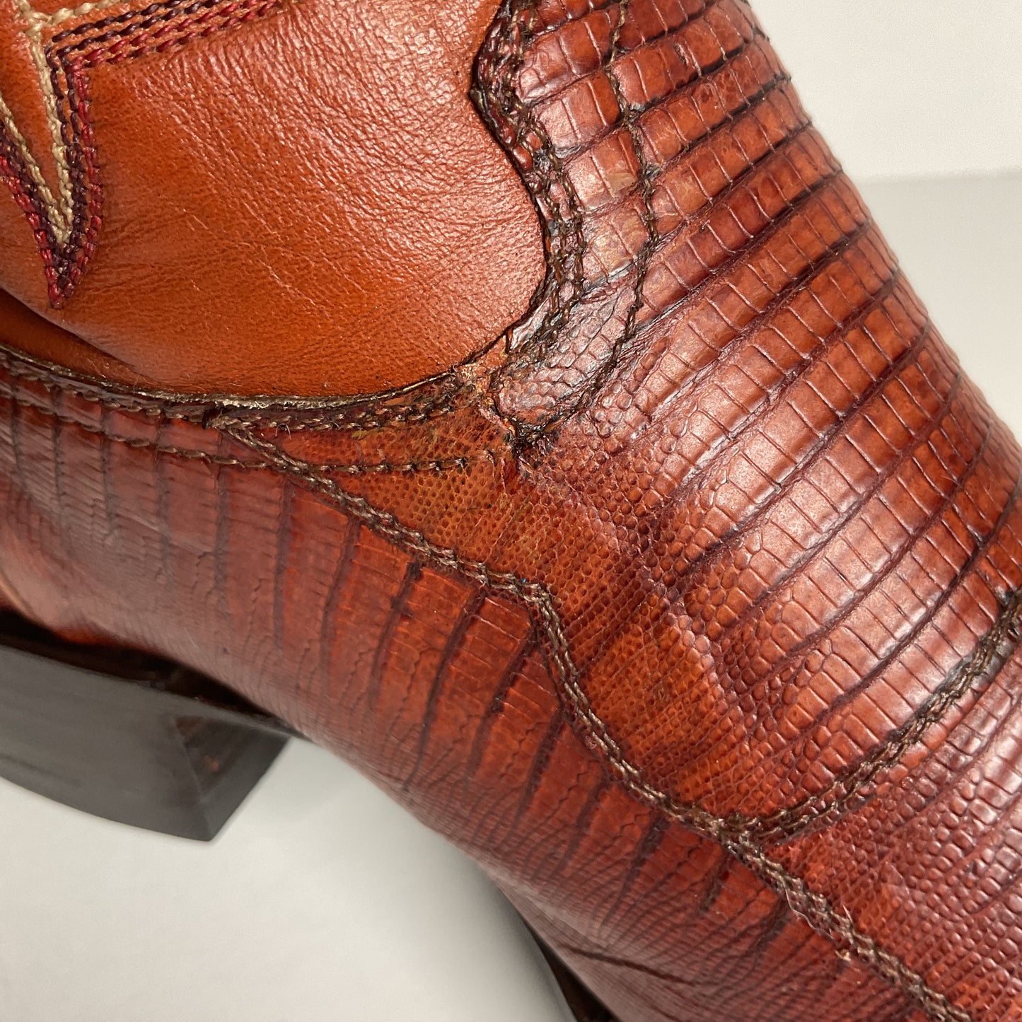 Vintage Hondo Cowboy Boots | Pieced Teju Lizard | Extra Wide | 10 EE