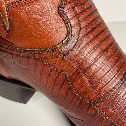 Vintage Hondo Cowboy Boots | Pieced Teju Lizard | Extra Wide | 10 EE