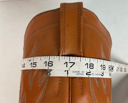 1960s Cowtown Handmade Cowboy Boots 13 D Pumpkin Orange Lizard Wingtip