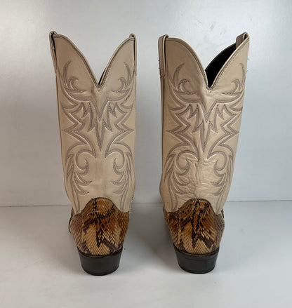 Vintage Laredo Front Cut Python Cowboy Boots 12 D USA Made Snakeskin