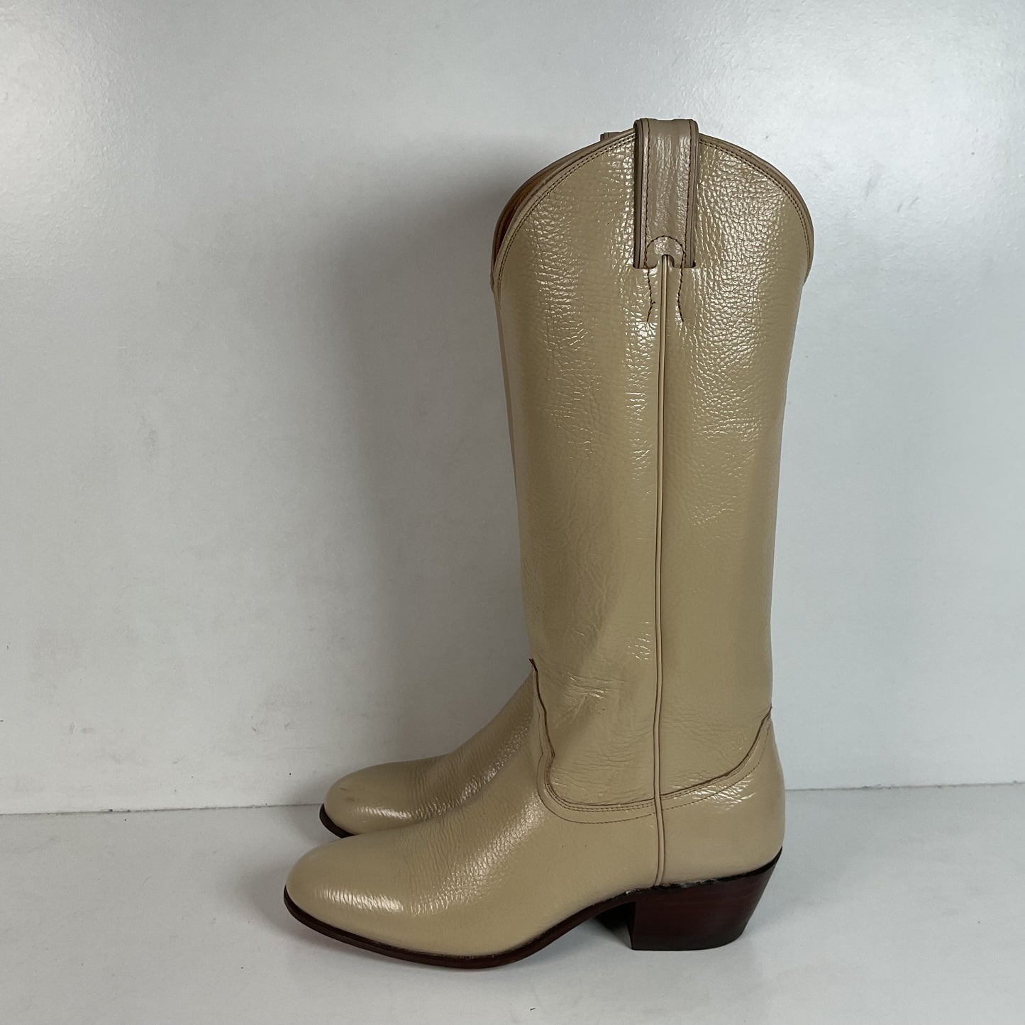 Vintage Justin Tall Cowgirl Boots | USA Made | Bone White | Women’s 8 B