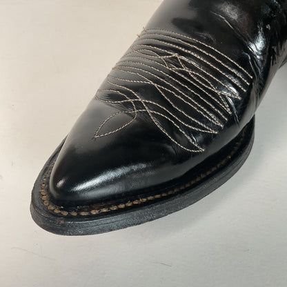 Vintage Nocona Patent Leather Cowboy Boots 9 D Glossy Old Black Label