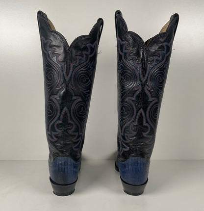 Vintage Justin Teju Lizard Cowgirl Boots | USA Made | Blue | Women’s 6.5 B