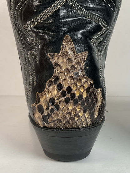 Justin Front Cut Python Snakeskin Cowboy Boots 8.5 D Triad USA Made