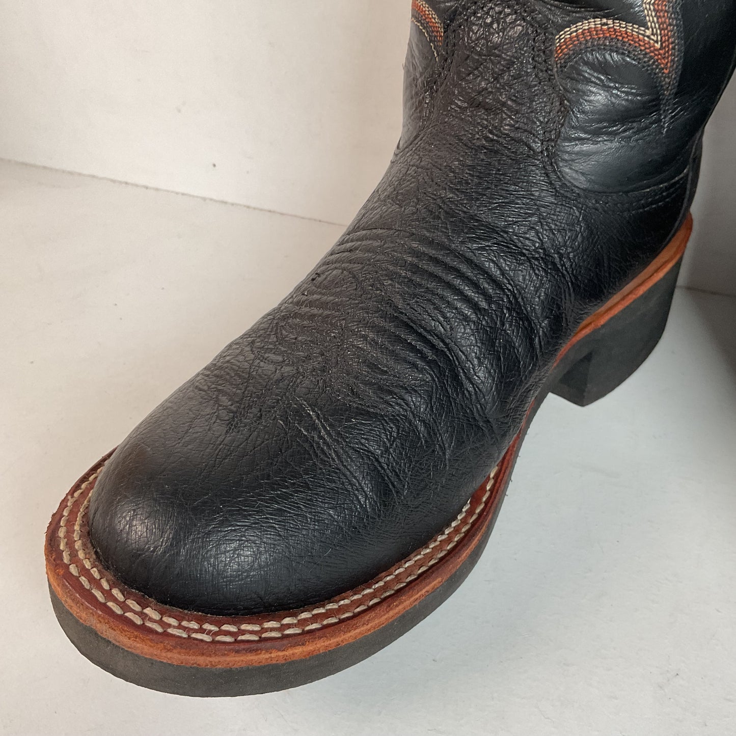 Larry Mahan Smooth Ostrich Roper Boots | Exotic | Crepe | Men’s 7 | Women’s 8