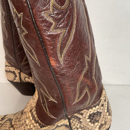 Vintage Dan Post Tall Python Cowgirl Boots 7.5 C USA Made Reticulated