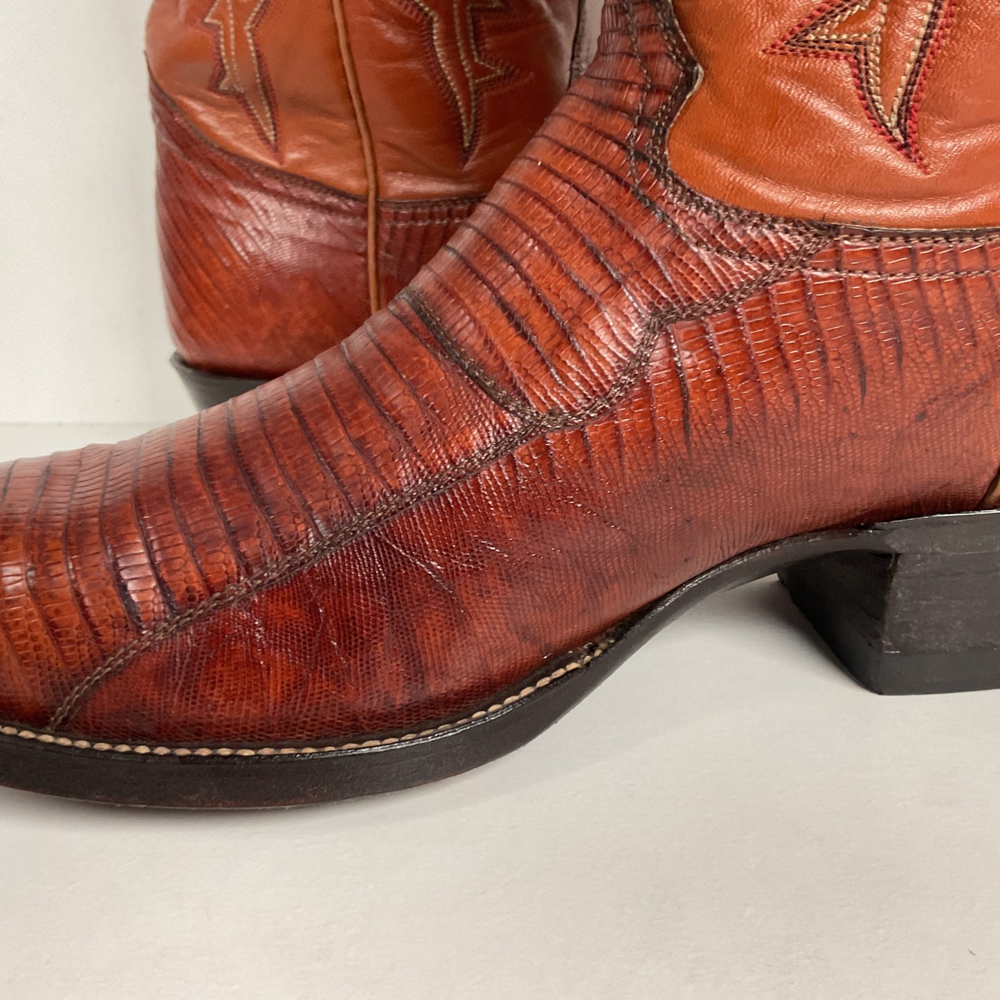 Vintage Hondo Cowboy Boots | Pieced Teju Lizard | Extra Wide | 10 EE