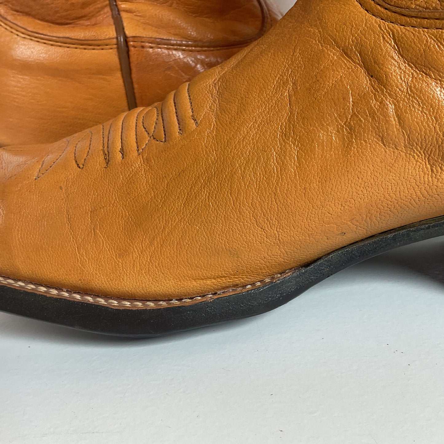 Vintage Nocona Pig Skin Cowboy Boots | Boar | Butterscotch | USA Made | 10.5 EE