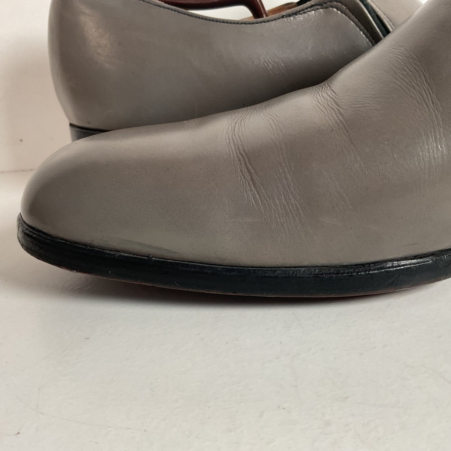 Vintage Johnston Murphy Aristocraft Grey Loafers 13 D Apron Toe USA Made