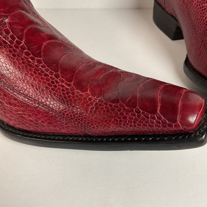 Montana Ostrich Leg Cowboy Boots | Exotic | Tooled Inlay | Men’s 6 | Women’s 7.5