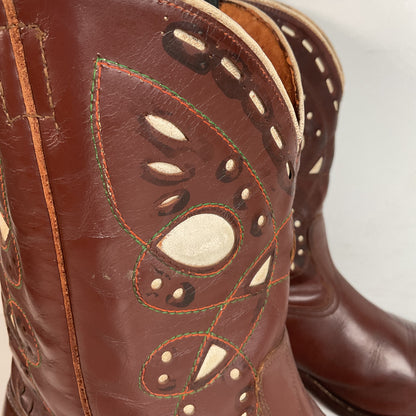1940s Men’s Goding Pee Wee Cowboy Boots 10.5 D Butterfly Inlay