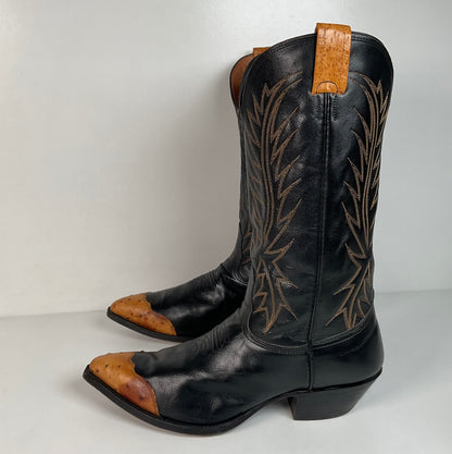 Vintage Nocona Wingtip Cowboy Boots | Exotic Ostrich Quill | Men’s 11 D