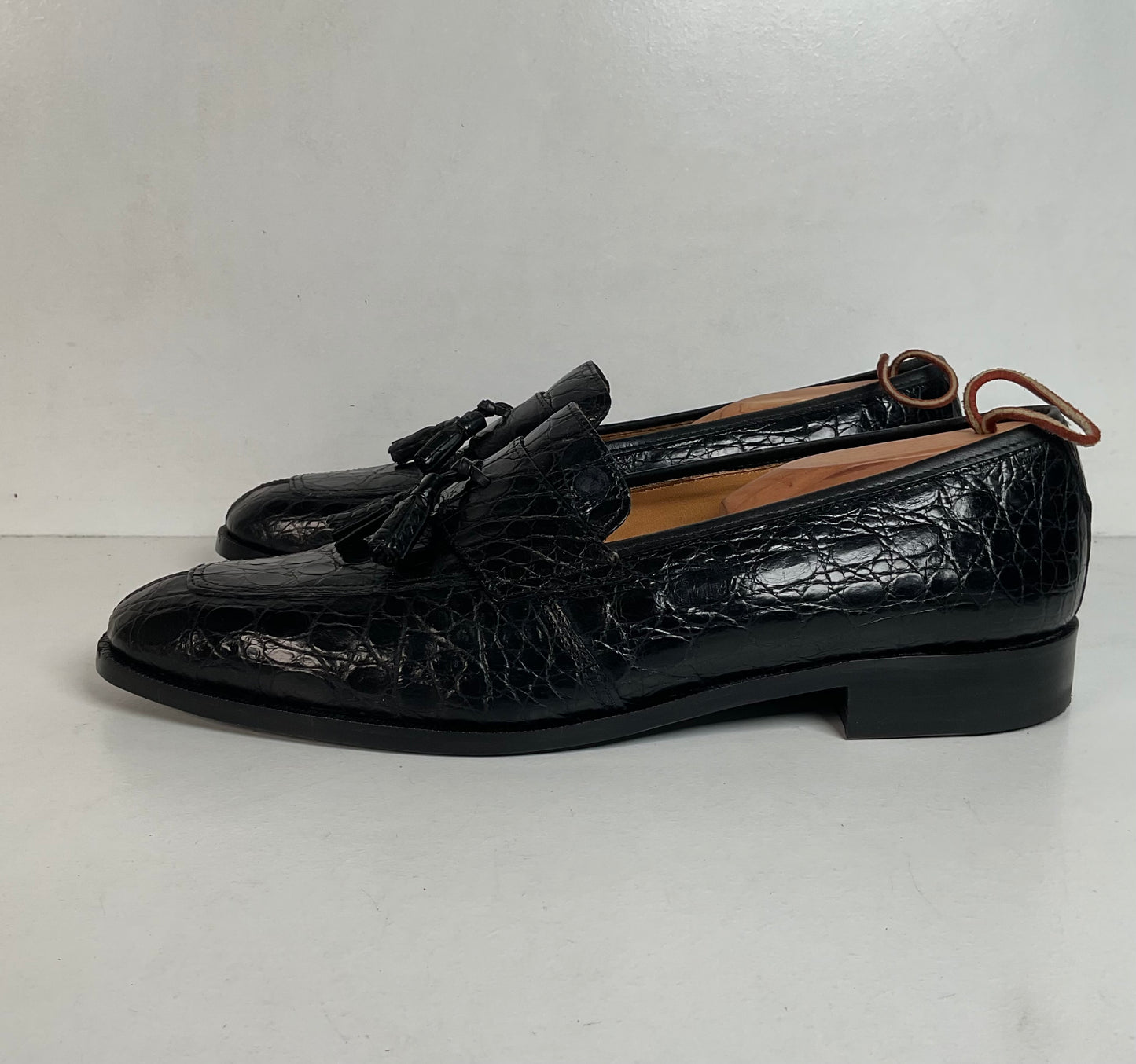 Zelli Franco Crocodile Tassel Loafer | Black | 12 M