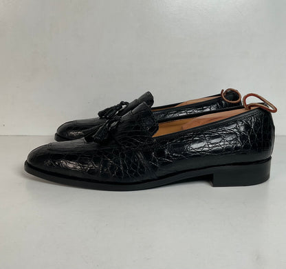 Zelli Franco Crocodile Tassel Loafer | Black | 12 M