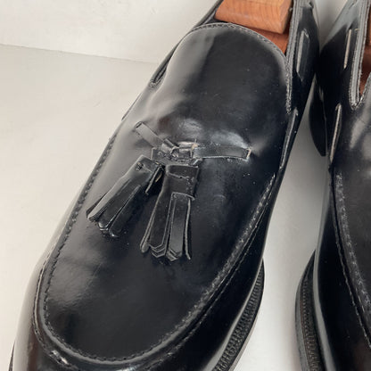 Vintage Florsheim Tassel Loafers | USA Made | Black Veal | High Shine | 10 EEE