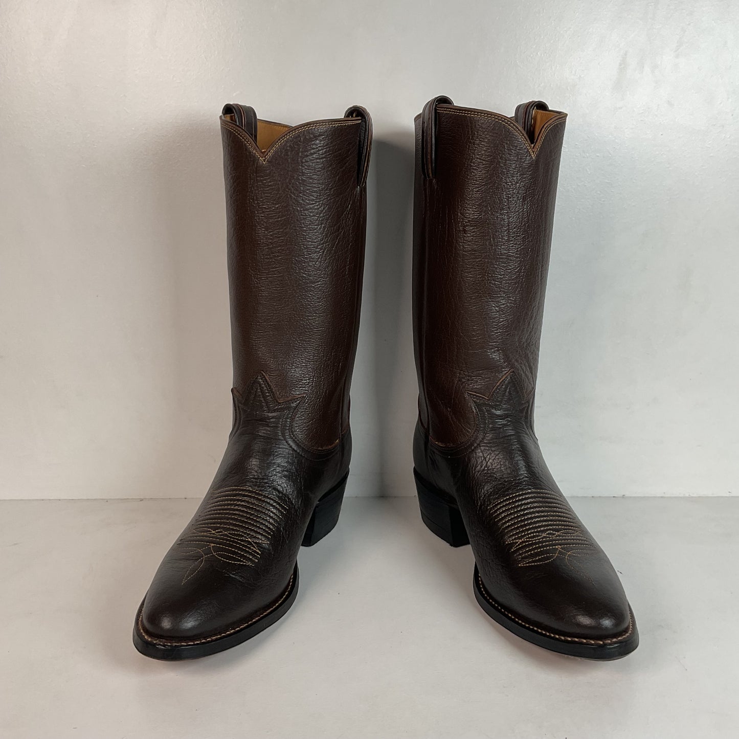 Vintage 1960s Tony Lama Water Buffalo Cowboy Boots 8.5 D Exotic Gold Label