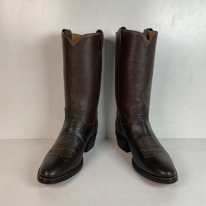 Vintage 1960s Tony Lama Water Buffalo Cowboy Boots 8.5 D Exotic Gold Label