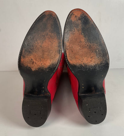 Honcho Custom Ruby Red Cowgirl Boots 8 A USA Made Scallop Top