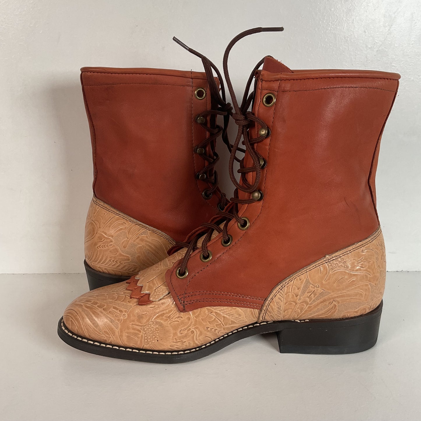 Vintage Laredo Women’s Kiltie Packer Boots 8 M Granny Tooled