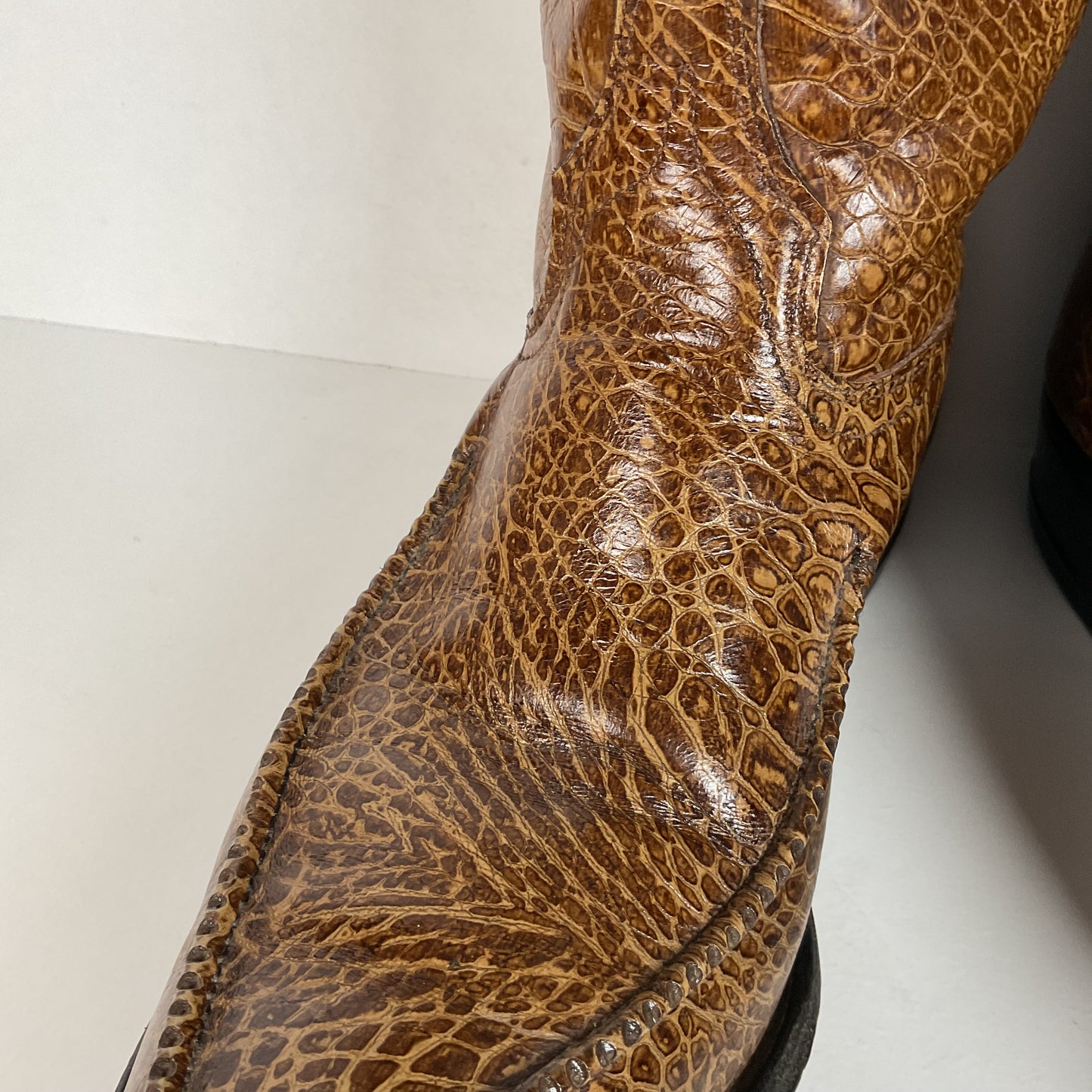 Vintage Wrangler Algonquin Toe Cowboy Boots | Sea Turtle Imitation Print | Men’s 9.5 D