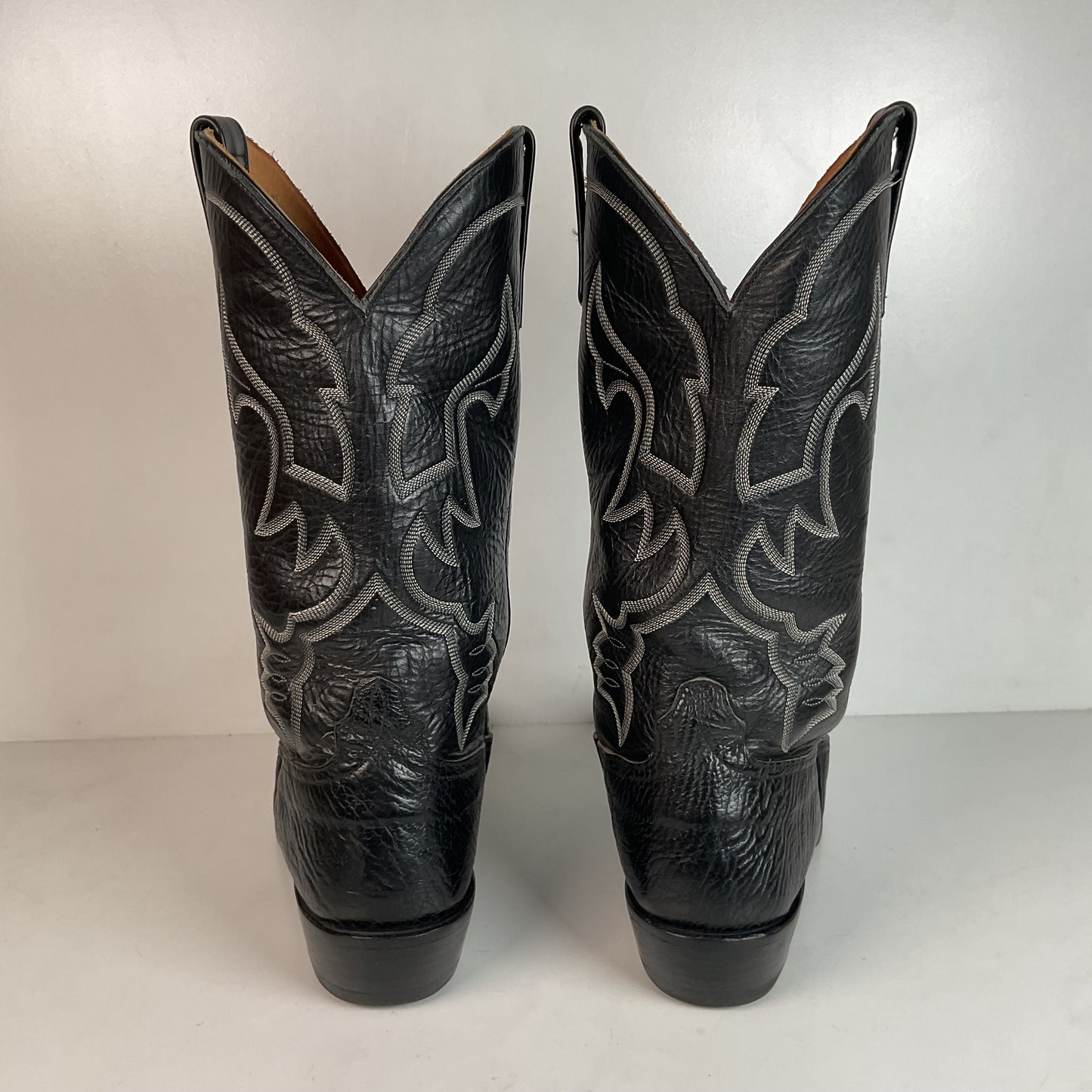 Anderson Bean Black Bullhide Cowboy Boots 12 EE USA Made