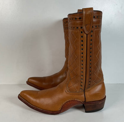 Vintage Patchwork Cowboy Boots | Quilted | 1960s-1970s | Men’s 10 E