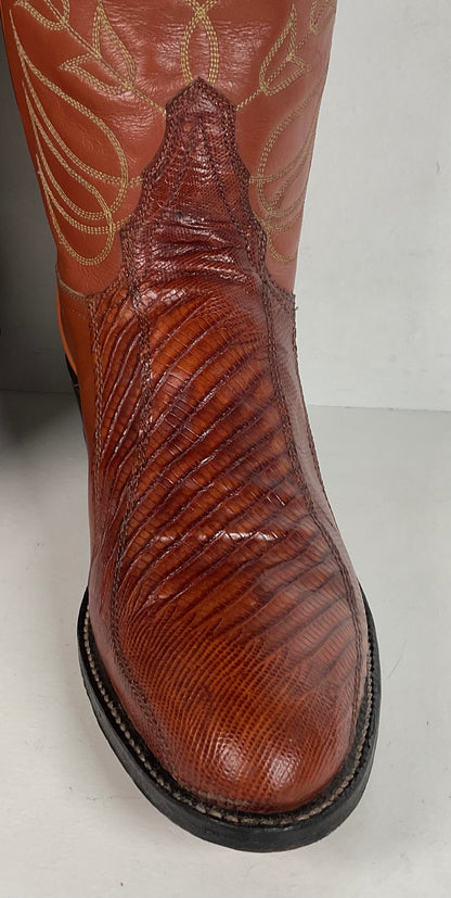 Vintage Tony Lama Teju Lizard Cowboy Boots | Gold Label | Men’s 7 B | Women’s 8