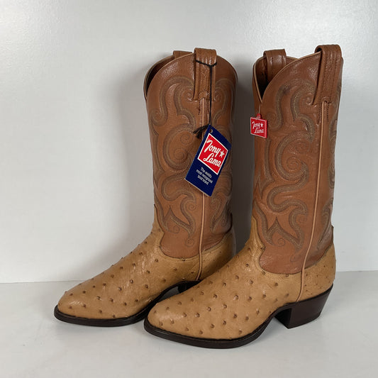 Tony Lama Full Quill Ostrich Cowboy Boots | USA Made | Men’s 6 EE | Women’s 7