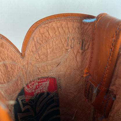 1960s Cowtown Handmade Cowboy Boots 13.5 D Pumpkin Orange Lizard Wingtip