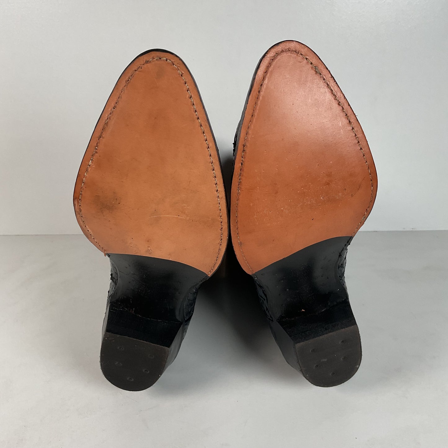 Vintage Olathe Sea Bass Cowboy Boots | Exotic | USA Made | Navy Blue | 13 EE