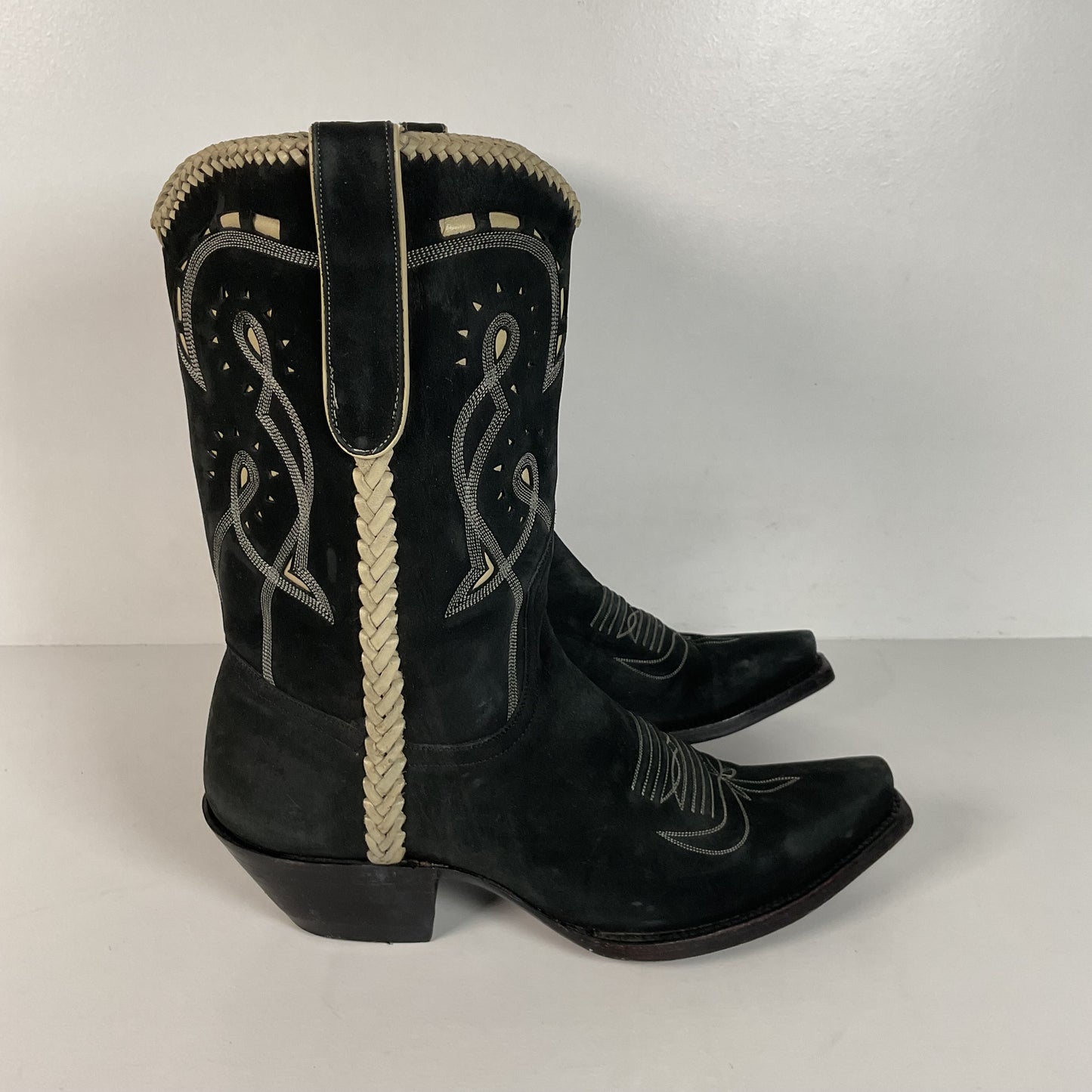 Liberty Handmade Cowgirl Boots | Nubuck Suede | Braided | Women’s 8 B