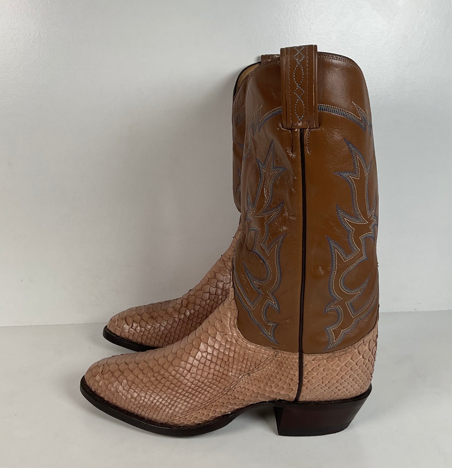 Vintage Tony Lama Python Cowboy Boots | Snakeskin | Gold Label | 10.5 D