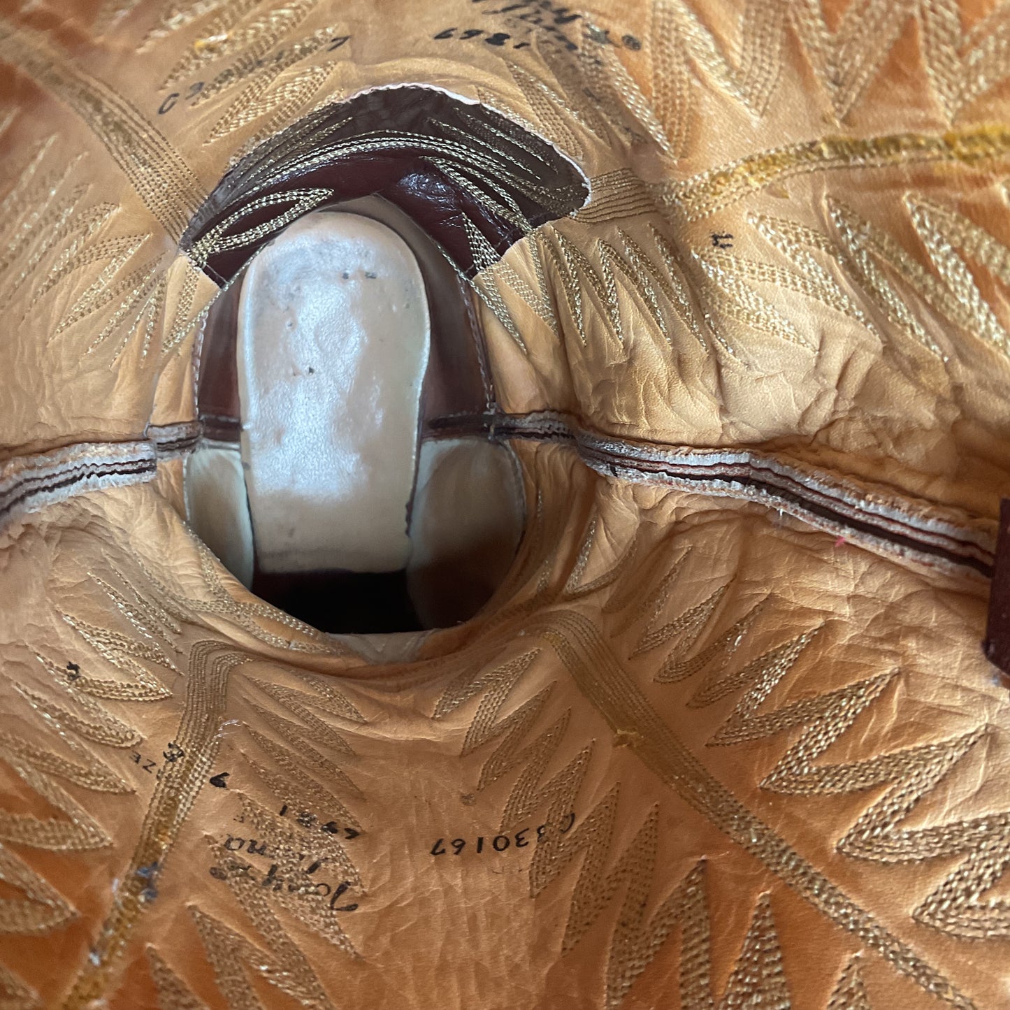 Vintage Tony Lama Pig Skin Suede Cowboy Boots 9 E Gold Label