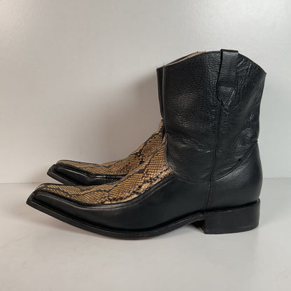 Python Snakeskin Ankle Boots | Western Side Zip | Mex 30.5 | USA 12.5