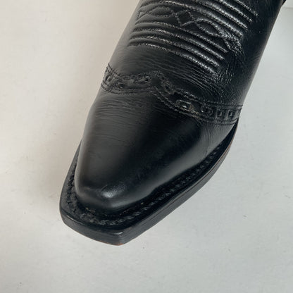 Boulet Cowgirl Boots | Black Torino Calf | Wingtip Triad | Women’s 6 C