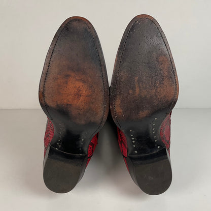 Vintage Justin Python Cowgirl Boots | Snakeskin | USA Made | Red | Women’s 7.5 B