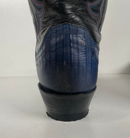 Vintage Justin Teju Lizard Cowgirl Boots | USA Made | Blue | Women’s 6.5 B