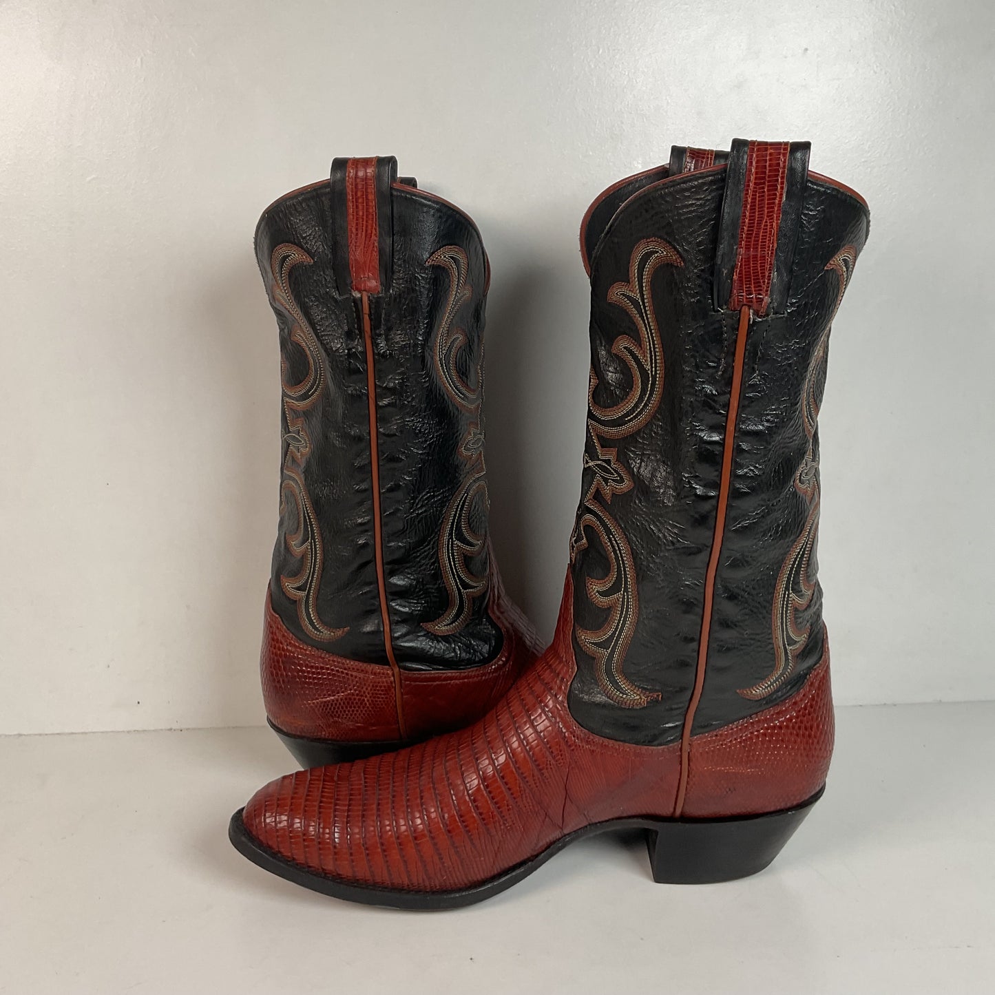 Larry Mahan Teju Lizard Cowboy Boots 10 EE Peanut Brittle