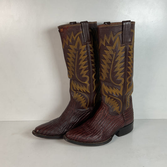 Vintage 1960s Stove Pipe Cowboy Boots 9-9.5 Exotic Shark Skin Custom Made