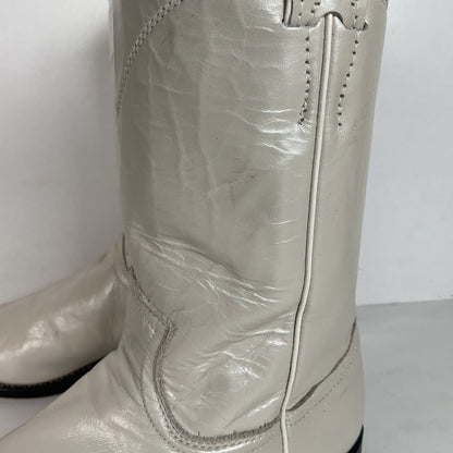 Justin Pearl White Roper Boots | Cowgirl | USA Made | Women’s 7.5 B