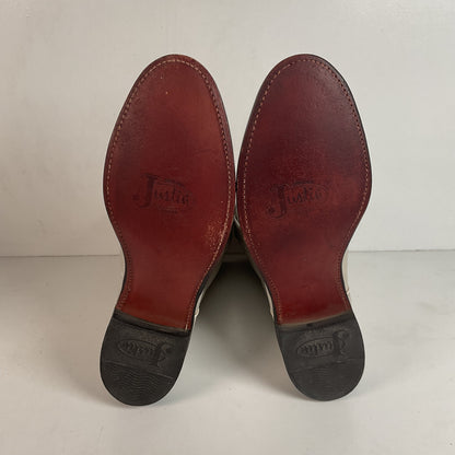 Justin Pearl White Roper Boots 8 C USA Made