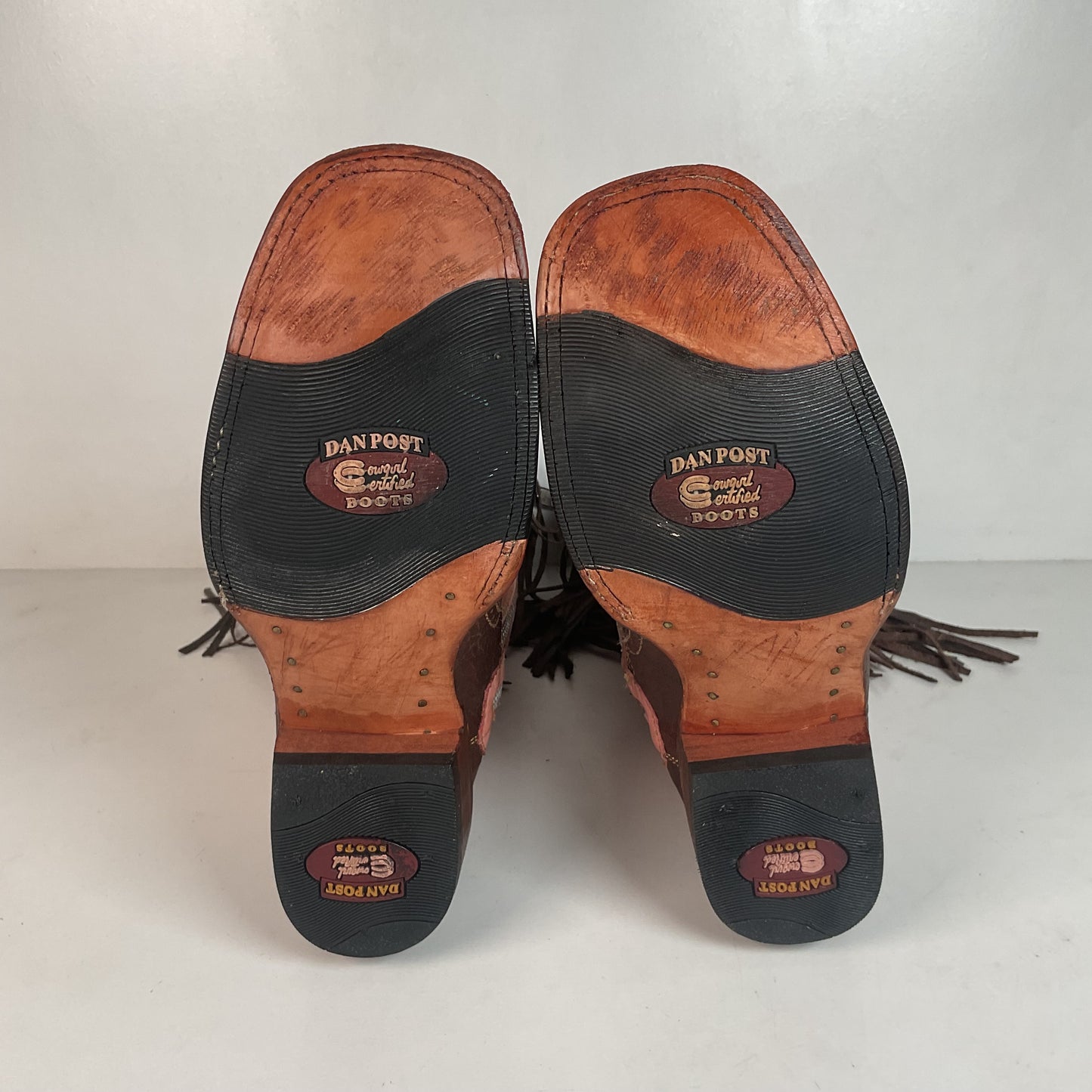 Dan Post 16” Fringe Cowgirl Boots 7.5 M Square Toe Star Inlay